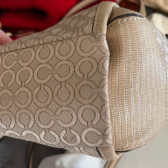 Coach Madison Pearlescent Khaki Georgie Op Art Convertible Satchel #A1420-30406 - Picture 5 of 11